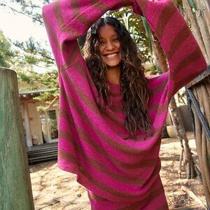 Free People Malibu Surf Sweater Set in Rose Hypnotic Combo (L)